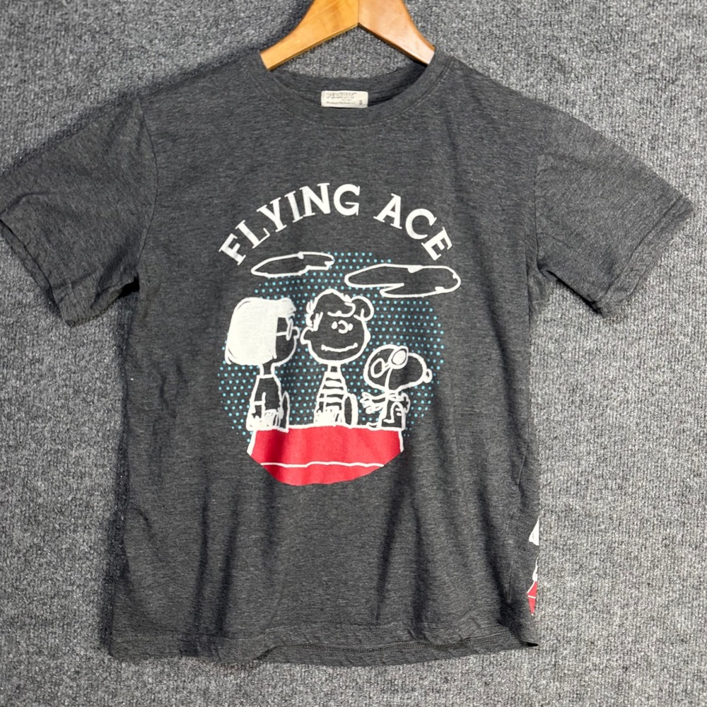 Charlie Brown Shirt‎ Kids Small Flying Ace Peanuts Friends Graphic Tee Grey